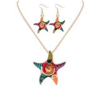 Beautiful Starfish Necklace W/ Earring Jewelry Set